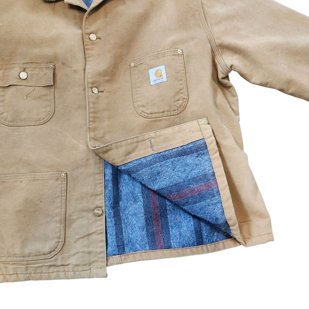Vintage Carhartt Chore Coat 2XL Brown Corduroy Collar Jacket Blanket Lined USA - Picture 11 of 12
